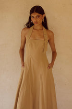 Load image into Gallery viewer, Astrid Halter Midi Dress - Camel
