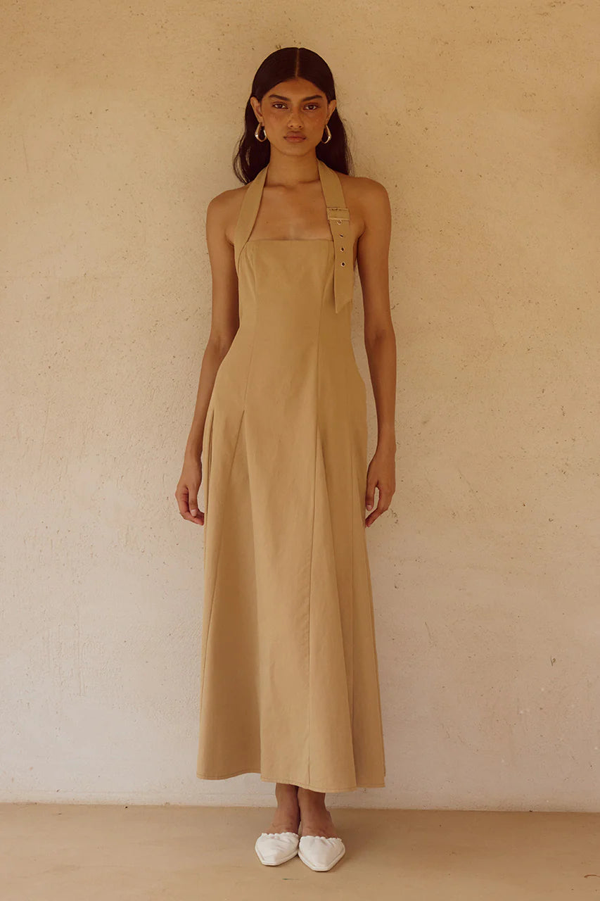 Astrid Halter Midi Dress - Camel