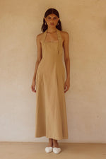 Load image into Gallery viewer, Astrid Halter Midi Dress - Camel
