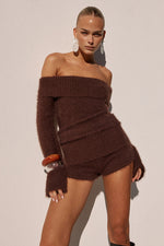 Load image into Gallery viewer, Anneliese Off Shoulder Knit Top - Chocolate
