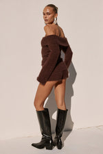 Load image into Gallery viewer, Anneliese Off Shoulder Knit Top - Chocolate
