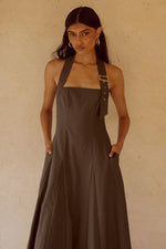 Load image into Gallery viewer, Astrid Halter Midi Dress - Chocolate
