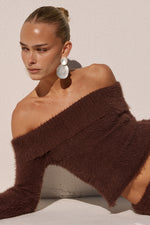Load image into Gallery viewer, Anneliese Off Shoulder Knit Top - Chocolate
