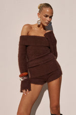 Load image into Gallery viewer, Anneliese Off Shoulder Knit Top - Chocolate
