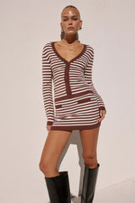 Load image into Gallery viewer, Noemi Knit Mini Skirt - Choc Strip
