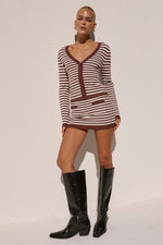 Load image into Gallery viewer, Noemi Knit Mini Skirt - Choc Strip
