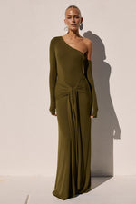 Load image into Gallery viewer, Bianca One Shoulder Maxi Dress - Army Green
