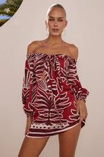 Load image into Gallery viewer, Brodie Off Shoulder Mini Dress - Brodie Red
