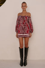 Load image into Gallery viewer, Brodie Off Shoulder Mini Dress - Brodie Red
