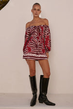 Load image into Gallery viewer, Brodie Off Shoulder Mini Dress - Brodie Red
