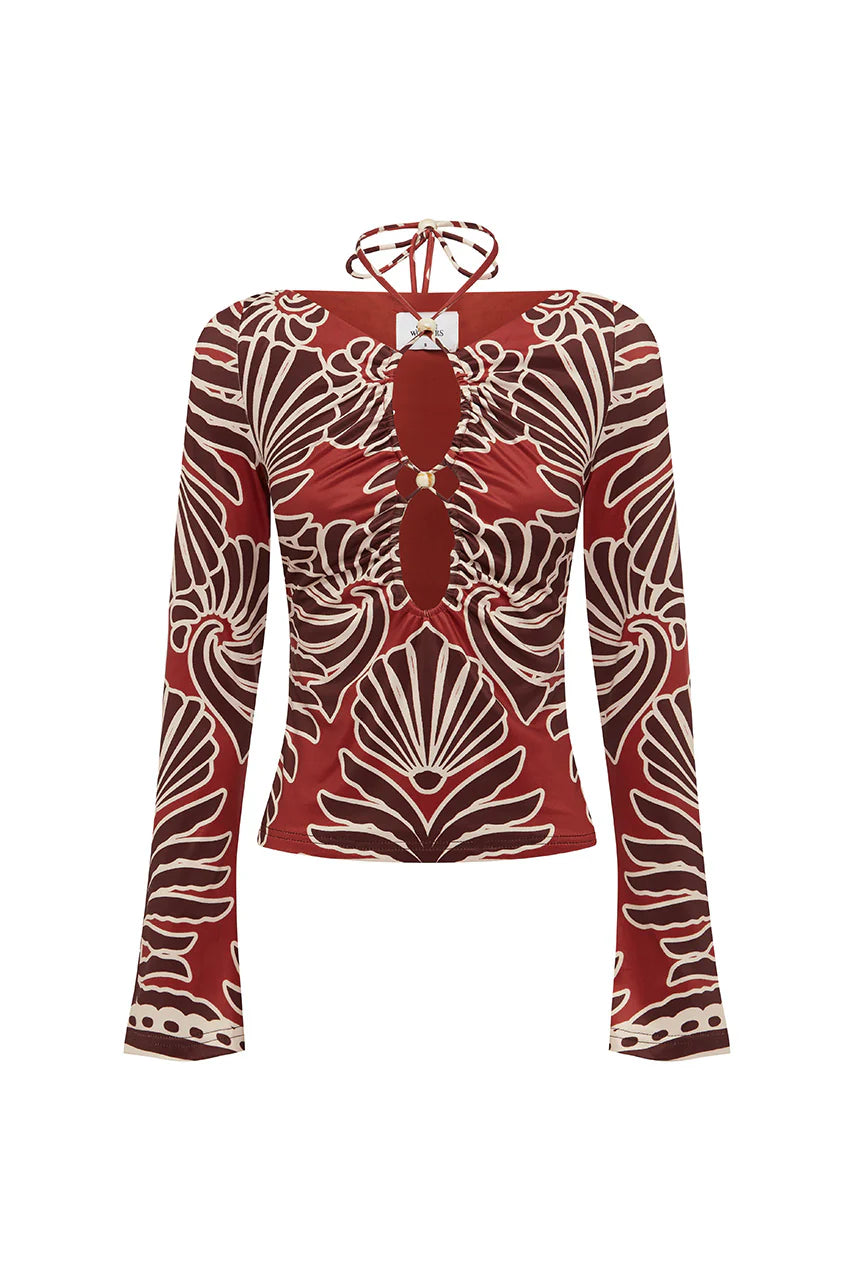 Sienna Sleeved Top - Brodie Red