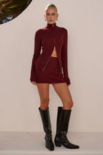Load image into Gallery viewer, Katerina Long Sleeve Knit Top - Black Cherry
