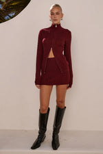 Load image into Gallery viewer, Katerina Long Sleeve Knit Top - Black Cherry
