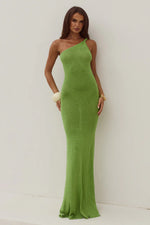 Load image into Gallery viewer, Diana Asymmetric Neck Maxi Dress - Kiwi
