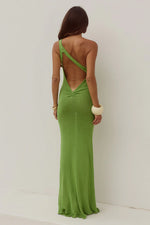 Load image into Gallery viewer, Diana Asymmetric Neck Maxi Dress - Kiwi
