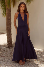 Load image into Gallery viewer, Amadine Deep V Plunge Maxi Dress - Navy
