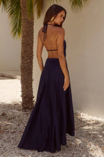 Load image into Gallery viewer, Amadine Deep V Plunge Maxi Dress - Navy

