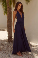Load image into Gallery viewer, Amadine Deep V Plunge Maxi Dress - Navy
