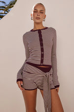 Load image into Gallery viewer, Mischief Long Sleeve Knit Top - Wine Stripe
