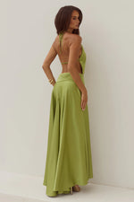 Load image into Gallery viewer, Amadine Deep V Plunge Maxi Dress - Olive

