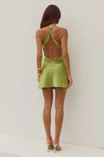 Load image into Gallery viewer, Chara Low Cross Back Mini Dress - Olive
