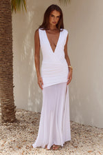 Load image into Gallery viewer, Deserae Low Plunge Maxi Dress - White
