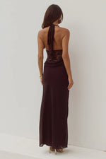 Load image into Gallery viewer, Lina Halter Draped Maxi Dress - Bitter Chocolate

