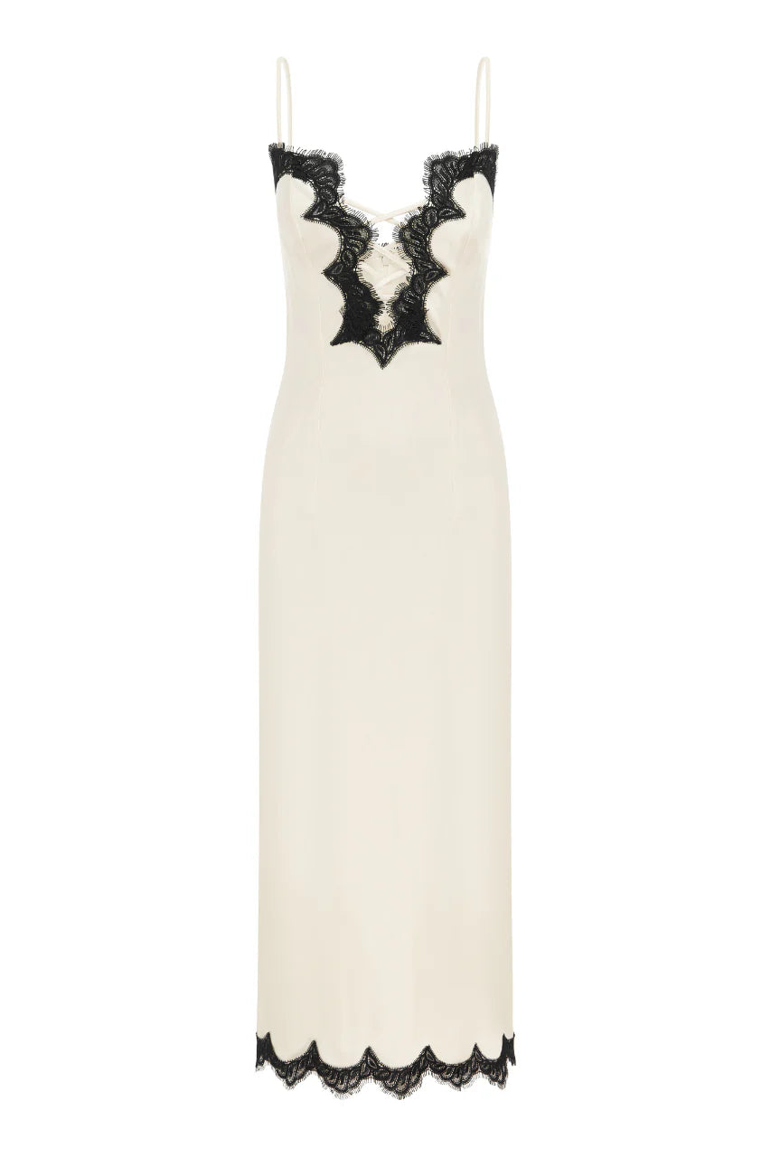 Nuli Midi Dress - White/Black