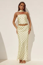 Load image into Gallery viewer, Blaine Low Waist Maxi Skirt - Lemon/Choc Polka
