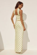 Load image into Gallery viewer, Blaine Low Waist Maxi Skirt - Lemon/Choc Polka
