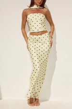 Load image into Gallery viewer, Blaine Low Waist Maxi Skirt - Lemon/Choc Polka
