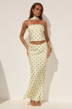Load image into Gallery viewer, Blaine Low Waist Maxi Skirt - Lemon/Choc Polka
