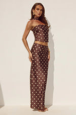 Load image into Gallery viewer, Blaine Low Waist Maxi Skirt - Choc/Lemon Polka
