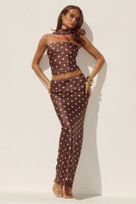 Load image into Gallery viewer, Blaine Low Waist Maxi Skirt - Choc/Lemon Polka
