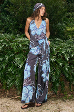 Load image into Gallery viewer, Kaeli Elasticated Palazzo Pant - Miloni Choc/Blue
