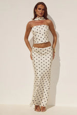 Load image into Gallery viewer, Blaine Low Waist Maxi Skirt - Cream/Black Polka
