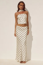 Load image into Gallery viewer, Blaine Low Waist Maxi Skirt - Cream/Black Polka
