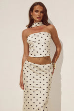 Load image into Gallery viewer, Blaine Reverse Halter Top - Cream/Black Polka
