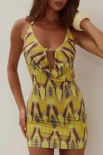 Load image into Gallery viewer, Livia Halter Cowl Mini Dress - Cassia Yellow
