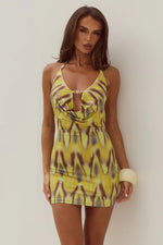 Load image into Gallery viewer, Livia Halter Cowl Mini Dress - Cassia Yellow
