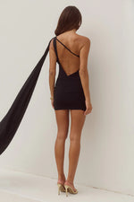 Load image into Gallery viewer, Vespri One Shoulder Mini Dress - Black
