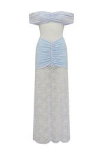 Load image into Gallery viewer, Vaneya Off Shoulder Lace Maxi Dress - Bluebell
