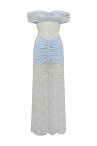 Vaneya Off Shoulder Lace Maxi Dress - Bluebell