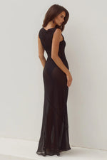 Load image into Gallery viewer, Tera High Neck Maxi Dress - Black
