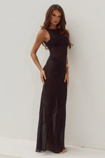 Load image into Gallery viewer, Tera High Neck Maxi Dress - Black

