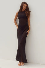 Load image into Gallery viewer, Tera High Neck Maxi Dress - Black

