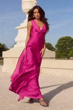 Load image into Gallery viewer, Gabriella Cowl Maxi Dress - Fuchsia
