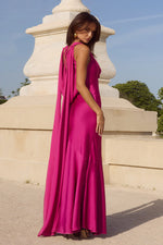 Load image into Gallery viewer, Gabriella Cowl Maxi Dress - Fuchsia
