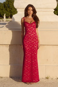 Sarta Lace Maxi Dress - Berry