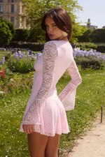 Load image into Gallery viewer, Natalya Sleeved Lace Mini Dress - Musk
